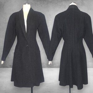 Vintage 80s Gianni Versace Charcoal Gray Wool Cashmere Blend Coat S M